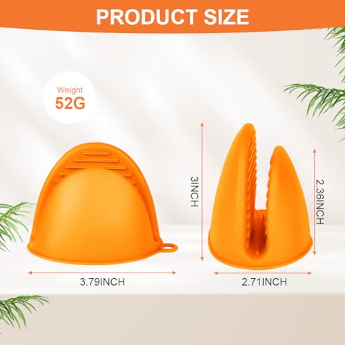 AUAUY 1 Paar Silikon Ofenhandschuhe Verdicken, Mini-Ofenhandschuh Anti-Rutsch Hitzebeständige Silikon Topflappen, Mini Ofen Mitts, wasserdichte Topfhandschuhe zum Backen Kochen BBQ Grillen (Orange)