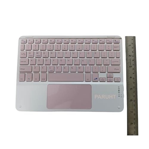 Image of Wireless Bluetooth Keyboard with Touchpad Rechargeable Slim Lightweight Like Air Multi-Device Portable for Tablet, Laptop, Smart TV, PC, Pink BTW-TOUCH42