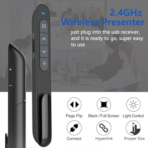 Voviggol Usb/Type-C 2 In 1 Presentation Clicker For Powerpoint, Hyperlink Volume Control Wireless Presenter Remote Presentation Pointer Slide Advancer Ppt Clicker For Mac Ipad Computer Laptop thumb #2