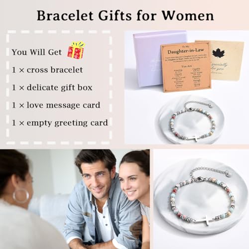 Image of Christian Gifts for Women Girls, Religious Cross Bracelet, Birthday Christmas Easter Baptism Confirmation First Communion Valentines Day Graduation Gifts for Her