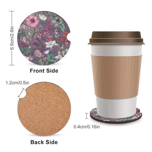 Portavasos para automóvil 2.6" flores rosas y verdes 2 pack miniatura 2