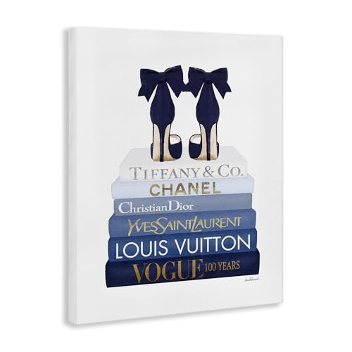 Image of Chic Heels Bookstack Glam, 30 x 40 Inch Canvas Wall Art | Stupell Industries . By Amanda Greenwood . Ready to hang . Fashion forward decor for bedroom or office . Made in USA