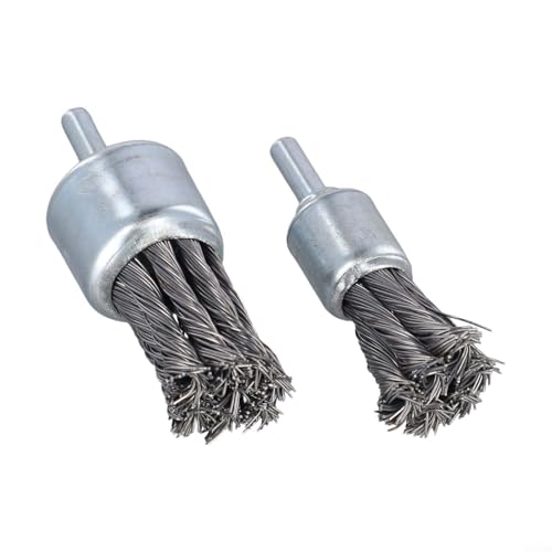 Volakebeing Ruota in filo di acciaio per la rimozione della ruggine, con gambo da 6 mm, accessorio per la pulizia dei metalli, lucidatura, sbavatura, compatibile con 2 pezzi da 19 mm e 30 mm