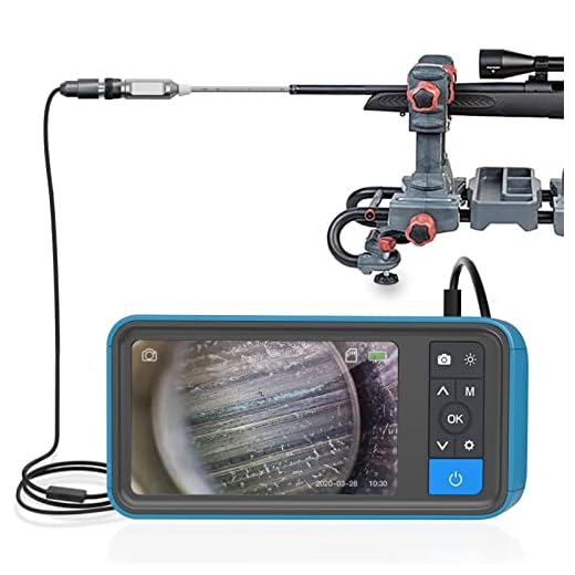 Rigid Rifle Borescope with Monitor, Teslong Rod Digital Gun Barrel Bore Scope Videoscope Inspection Camera with 4.5inch IPS Color Screen, 0.2inch Diameter & 26inch Long Insertion Tube