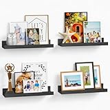 Forbena Black Picture Ledge Shelf, Floating Shelves with Lip for Wall, Small Wall Shelves for...