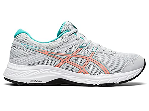 ASICS Women's Gel-Contend 6 Running Shoes, 9, Glacier Grey/Sun Coral