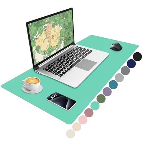 Niviy Alfombrilla Escritorio Tapete Escritorio de Cuero PU Impermeable Protector Mesa de Cuero para Oficina o Casa Protector Mesa Verde Manzana 80x40cm