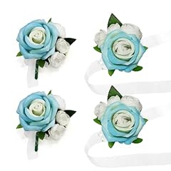 Blue, 2 Boutonniere&2 Wrist Corsage