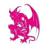 Pegatinas de pared de vinilo Silueta de gárgola, criatura mítica, monstruo, solo en juegos MMORPG. 52x66.3cm Autoadhesivo Rosa roja