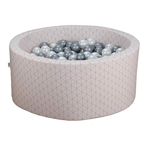 MISIOO - Piscine Ronde À Balles Enfants - Design Contemporain - Housse Déhoussable & Lavable En Machine - Fabriquée en Europe - Normes EU - 90 X 40 Cm - Graphic Chic (Rose) Cover