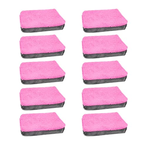 Suvnie 10 tamponi applicatori in microfibra, applicatori in spugna per dettagli auto, applicatori in ceramica automobilistica, accessori universali per auto, cera, sigillante, vernice (rosa)