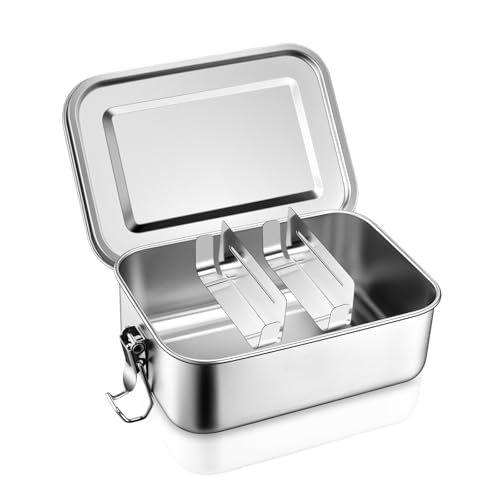 Homikit Brotdose mit Fächern, 850ml Edelstahl Bento Box Lunchbox für...