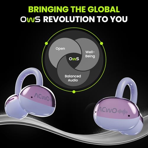 Image of ACwO DwOTS Flow Open Ear Earbuds | X-Fidelity Sound | AI-ENC Mic | Dual Mode (Music & Gaming) | 50H Playtime | Fast Charging | IPX5 | Bluetooth 5.3 Iris Purple