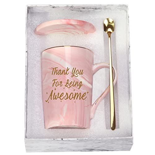 Wenssy Thank You For Being Awesome Mug Thank You Gifts Inspirational Birthday Gifts For Friends Women Thank You Gifts For Friends Coworker Leaving Employee Appreciation Assistant 14 Ounce Pink cover