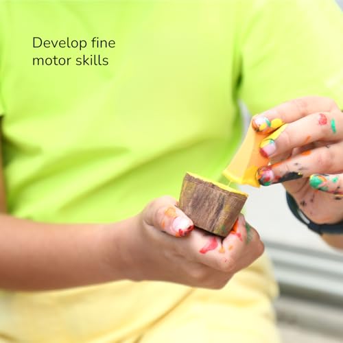 Image of Wooden Stamp Art Vegetables for Kids 3+ Years, 4 to 8 Years | DIY Art & Craft Toy with Wooden Stamps | Montessori Educational Toy | Non Toxic | Handmade in India | Screen Free Toy