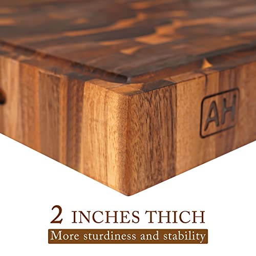 Tabla de Cortar de Madera de Nogal Americana, Extra Grande y Gruesa, Construcción de Fibra Vertical, 50,8 x 38,1 x 5,08 cm, con Ranura para Jugos y Asas Integradas, Antideslizante (Caja de Regalo) miniatura 2