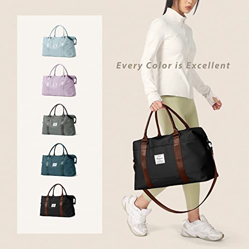 Travel Bag For Women Gym Bag Waterproof Weekender Carry On Bag Womens Mens Overnight Bags Duffle Bag Travel Tote Bags With Trolley Sleeve And Wet Pocket Black Brown X-Large #TOP6