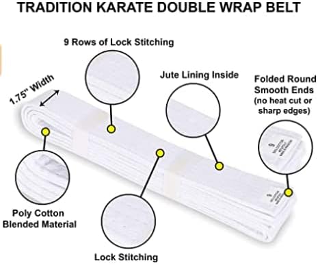 Miniatura 3 de Ultimate Knockout Cinturones de karate sólidos con 9 filas de costuras, ideales para karate tradicional, MMA, Judo, Taekwondo