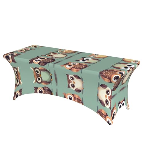 Nappe lavable extensible chouettes 1,8m pour protéger vos buffets de mariage