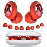 Vosaf Ear Plugs for Sleeping Noise Cancelling, Soft Ear Plugs for Concert, 45dB Reusable for Noise Reduction with 8 Ear Tips, Silicone Hearing Protection Earplugs for Sleep, Work (Red)