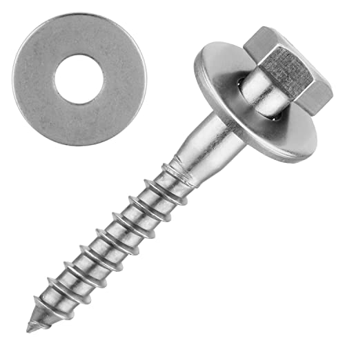 schraubenpost.de® | Sechskant Holzschrauben mit Unterlegscheiben - 8x40 mm (50 Stück) | DIN 571 + DIN 9021 | Edelstahl A2 V2A | Schlüsselschrauben Wiener Schrauben Cover