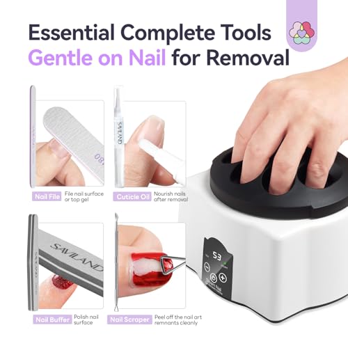 Image of Saviland Essentials Nail Polish Remover Machine: Nail Soaking Bowl & Acetone Nail Polish Remover Gel Nail Remover Machine with Nail Soak off Bowl Soaker Tech Acrylic Nail Remover Steam Salon Home DIY