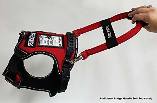Activedogs Adjustable No-Pull Service Dog Harness, Small Girth 19"-25" W/Front D-Ring, Clear Id Pocket Window, Molded Handle - Red #TOP4