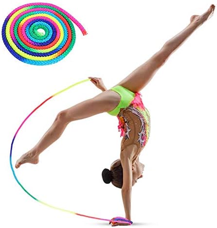 Wchiuoe Skipping Rope Rainbow Colour Rhythmic Gymnastics Colourful Rope for the Official Rhythmic Gymnastics Rope Competition