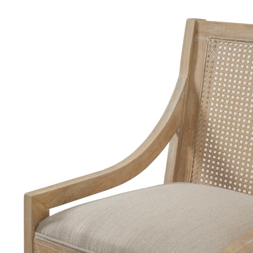 Christopher Knight Home 26.85'' Rubberwood Counter Stools Set of 2, Counter Height Bar Stools for Bar Table, Upholstered Barstools with Cane Webbing, Extra Seat for Dining Room, Beige + Natural by Christopher Knight Home - Used condition - Image 6
