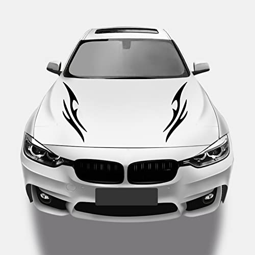 Sunjika 2Pcs Flame Graphics Car Body Hood Stickers Flame Racing Sports Stripe Decals Vinyl Decal Hood Bumper Cover Decoration Accessories For Car Universal Car Suv Off-Road Vehicles (Black) #TOP1