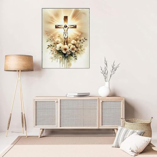 Religious Stamped Cross Stitch Kits - Jesus Christ Needlepoint Counted Cross Stitch Kits for Beginners Adults Flowers Patterns Dimensions Needlecrafts Embroidery Kits Arts and Crafts - Thumbnail 2