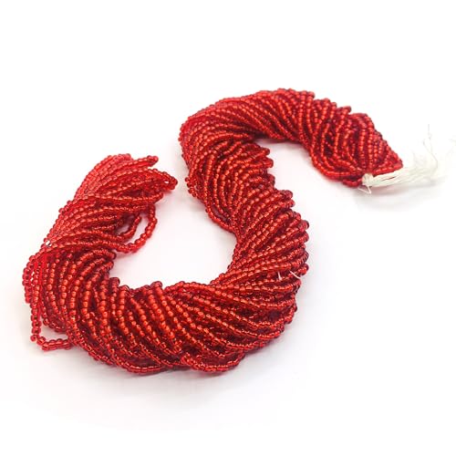 Perlin Seed Beads Native American Seed Beads Pony Beads Preciosa Ornela Czech 2 mm 9000 Pieces CZ 11/0 on Multiple Strands Red Silver Insert Round - Image 2