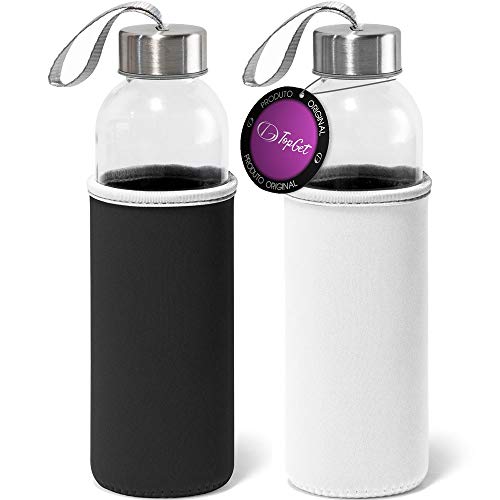 Kit 2x Garrafa de Vidro 520 ml Soft TopGet Branco e Preto
