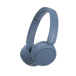 صورة سماعة رأس لاسلكية سوني (Sony WH-CH520) على الأذن – بطارية تدوم حتى 50 ساعة مع ميكروفون للمكالمات ودعم الاتصال المتعدد (لون أزرق)