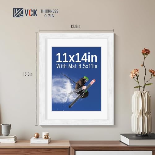 Image of VCK 11x14 Picture Frame 5 Pack, White Exclusive Wood, HD Glass, for Diploma