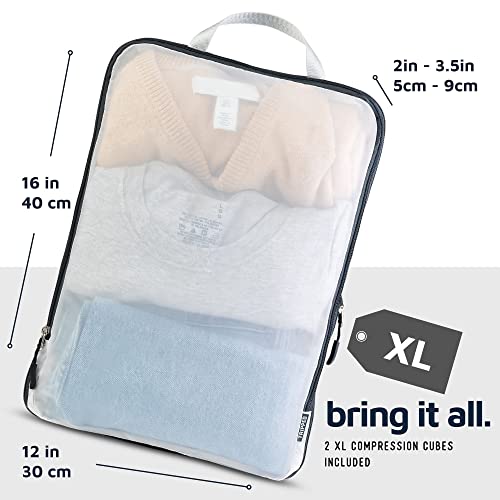 Large Packing Cube Set with See Through Mesh- Compression Packing Cubes Travel Organizers (White) - Thumbnail 5
