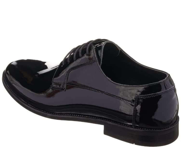 DALGALA Men's Black Patent Leather Big Size Handmade Plain Toe Formal Dress Shoes3