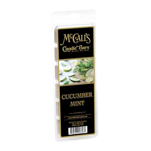 Image of McCall's Candles | Cucumber Mint | Scented Wax Melt | Cool Cucumber, Garden Mint & Crisp Freshness | 6-Piece Break-Apart Bar | 12-24 Hours Per Wedge | Poured in the USA | 5.5 oz