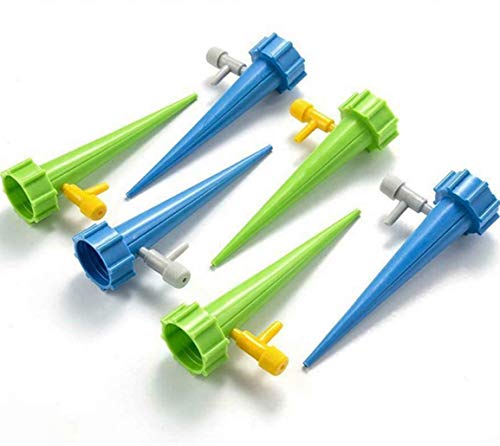 Beetoo Plant Waterer, Self Irrigation Watering Spikes System, Plant Watering Drip Devices with Slow Release Control Valve Switch for Outdoor Indoor Flower or Vegetables (6 Pack)