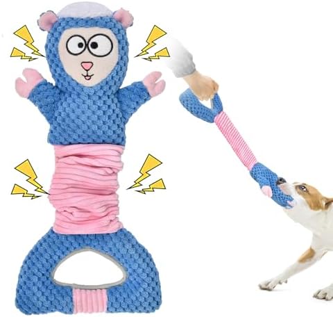 Dog Squeaky Toys, Sheep Crinkle Plush Stuffing Dog Toys for Puppy Teething,Tug of War Dogs Toy to Keep Them Busy for Small, Medium and Large Dogs (Blue)