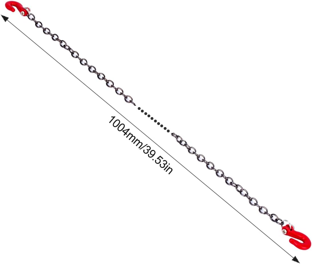 Mini Metal Trailer Chain with Tow Hook Decoration Accessories Compatible with Axial SCX10 HSP 94180 RC4WD D90 Trraxxas TRX4 CC01 1/10 RC Crawler (Grey)