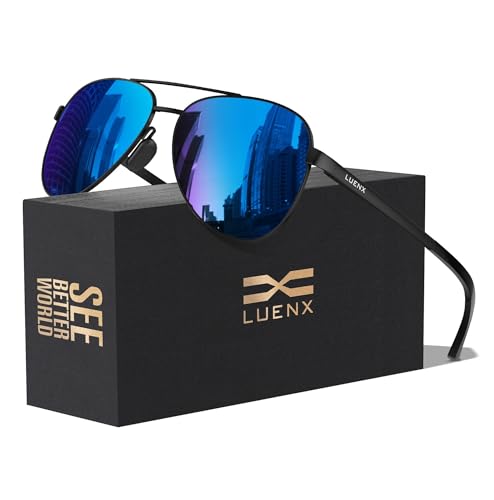 LUENX Aviator Sunglasses Polarized UV400 59MM Mirror Blue
