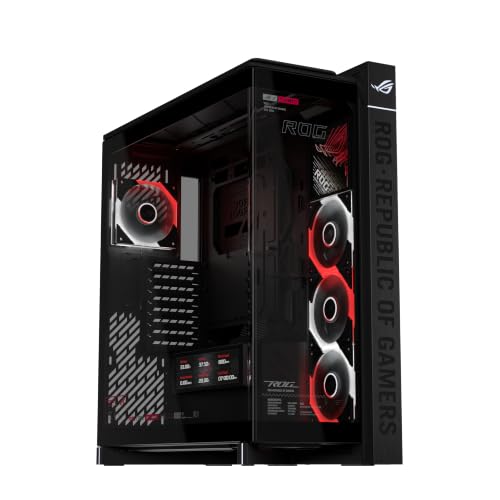 Image of ASUS ROG Cronox ARGB Gaming PC Case, x4 ARGB Fans, Curved Tempered Glass, GPU's up to 400mm, BTF Compatible, 9.2 inch Screen