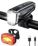 Mohard Fahrradlicht Set, 60Lux Superhelles Fahrradlicht Vorne & Rücklicht, StVZO Zugelassen Fahrrabeleuchtung, IPX5 Wasserdicht Fahradlichterset LED USB Wiederaufladbare Navigationslichter