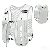 MOLICRAIN Running Hydration Vest Backpack, Lightweight & Breathable Running Vest Phone Holder for Women Men, 5L Hydration Pack for TrailRunning Hiking Cycling Marathon(Grey)