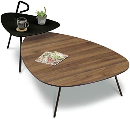 Amazon Co Jp ネストテーブル 北欧調 リビングテーブル コーヒーテーブル 天然木 無垢 おしゃれ インテリア おまけ付き ブラウン ブラック ホーム キッチン