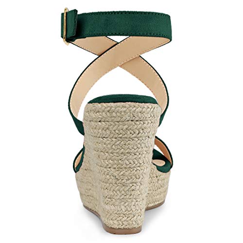 Allegra K Allegra K Women's Slingback Crisscross Espadrille Wedges Heel Green 07.5 M US