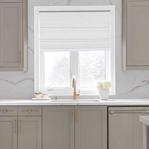 Calyx Cordless Bamboo Roman Shade Blind, Light Filtering, 22.5" W X 48" H, Ceylon Vintage White #TOP1