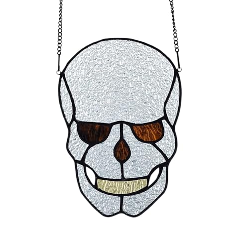 Yzikema Skull Acrylic Window Hanging,Acrylic Window Hangings Stained Glass Suncatcher Leaf for Home Office Festival Decoration