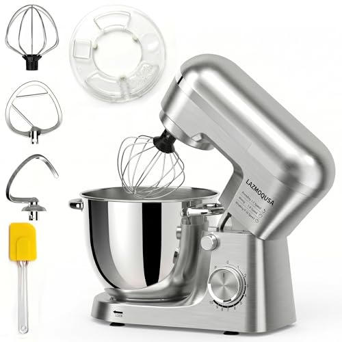 Image of 6in1 Stand Mixer with 6.5 Quart Bowl, 660W 10+p Speeds Kitchen Food Mixer Tilt-Head Bread Dough and Cake Mixers for Home Daily (Sliver)